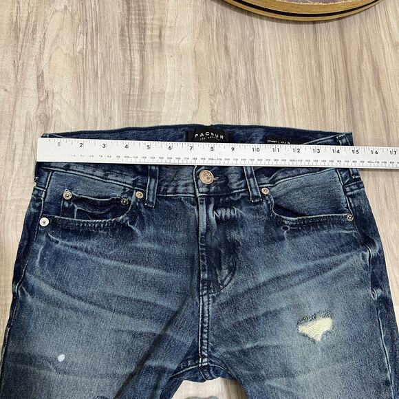 Pacsun Los Angeles Men's Vertical Stretch Skinny Blue Ripped Jeans Size W29 L30 - Picture 3 of 9